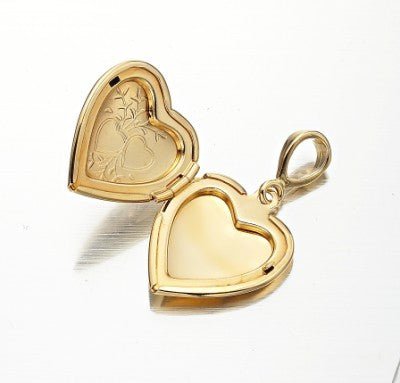 18ct Heavy Yellow Gold Plated Heart Locket Pendant - USA Made - Brands N More