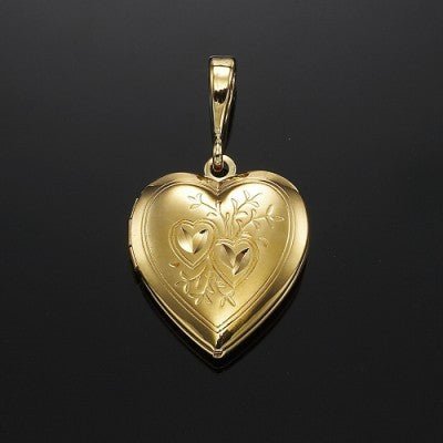 18ct Heavy Yellow Gold Plated Heart Locket Pendant - USA Made - Brands N More