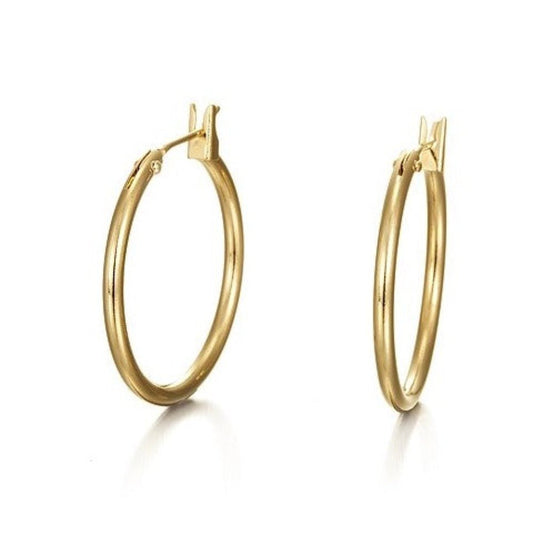 18ct Heavy Yellow Gold Plated Hoop Earrings - Brands N More