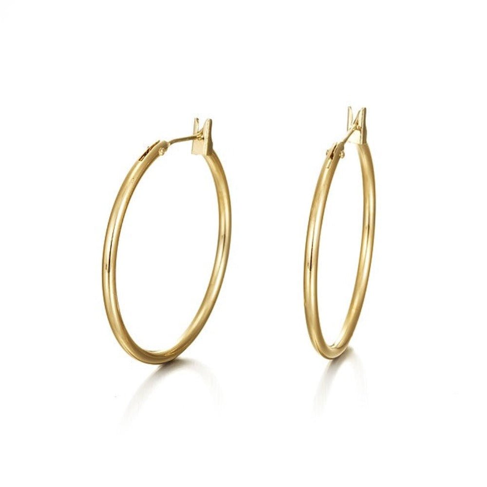 18ct Heavy Yellow Gold Plated Medium 30mm Hoop Earrings - Brands N More
