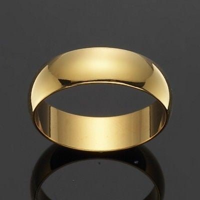 18ct Heavy Yellow Gold Plated Men's 6mm Band Ring - USA MADE - Brands N More