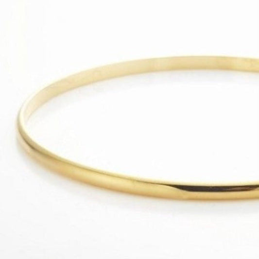 18ct Heavy Yellow Gold Plated Plain 3mm Bangle - USA Made - Brands N More