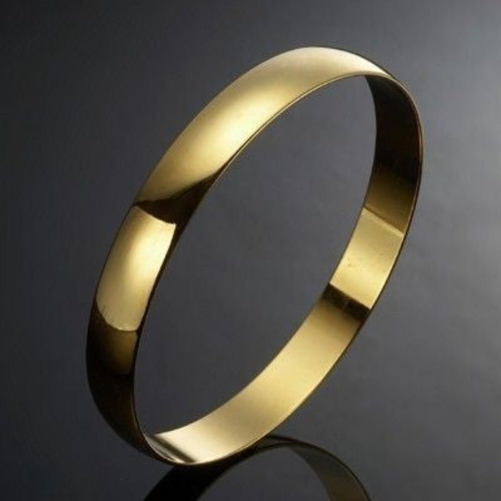 18ct Heavy Yellow Gold Plated Plain Bangle - USA Made - Brands N More