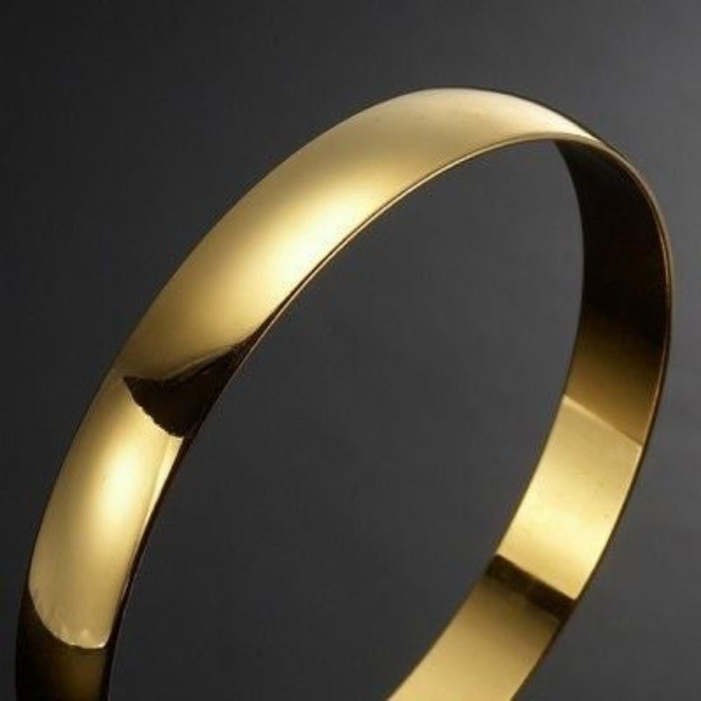 18ct Heavy Yellow Gold Plated Plain Bangle - USA Made - Brands N More