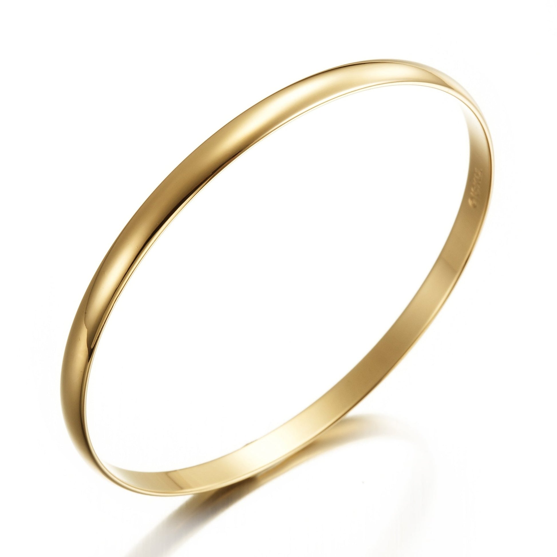 18ct Heavy Yellow Gold Plated Plain Bangle - USA Made - Brands N More