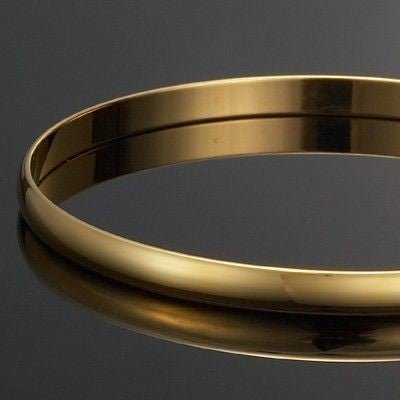 18ct Heavy Yellow Gold Plated Plain Bangle - USA Made - Brands N More