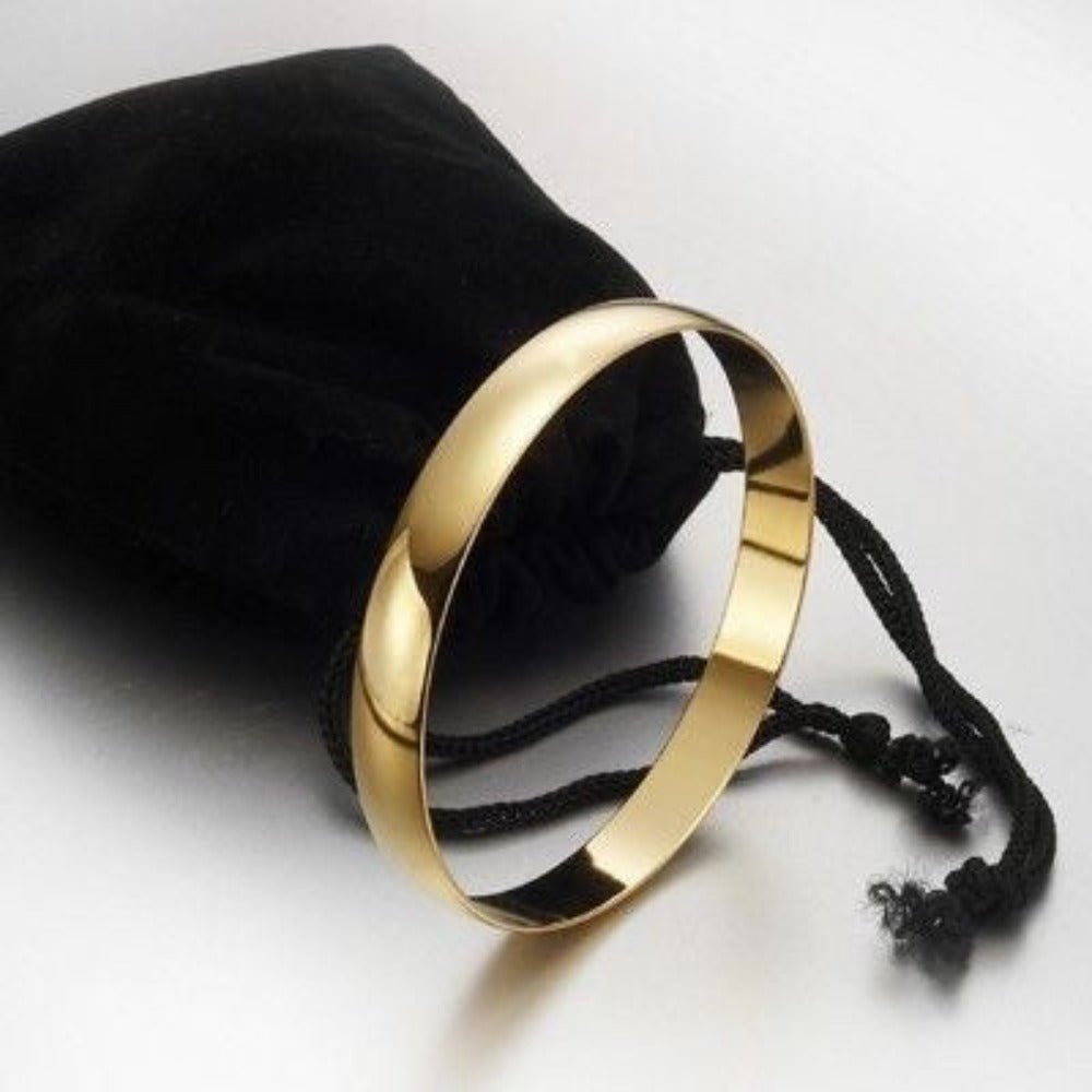 18ct Heavy Yellow Gold Plated Plain Bangle - USA Made - Brands N More