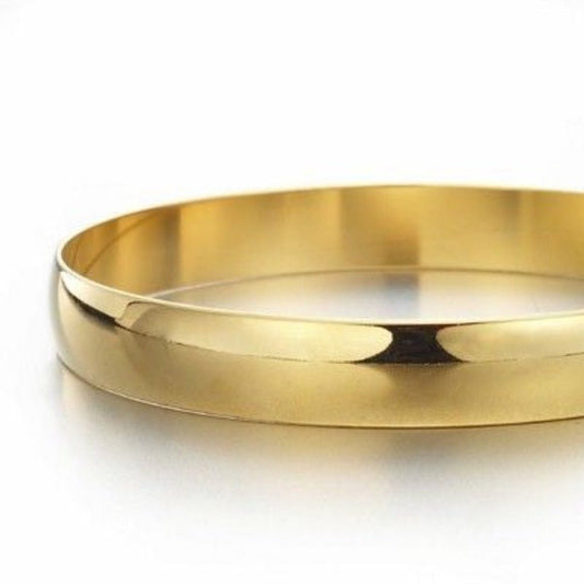18ct Heavy Yellow Gold Plated Plain Bangle - USA Made - Brands N More