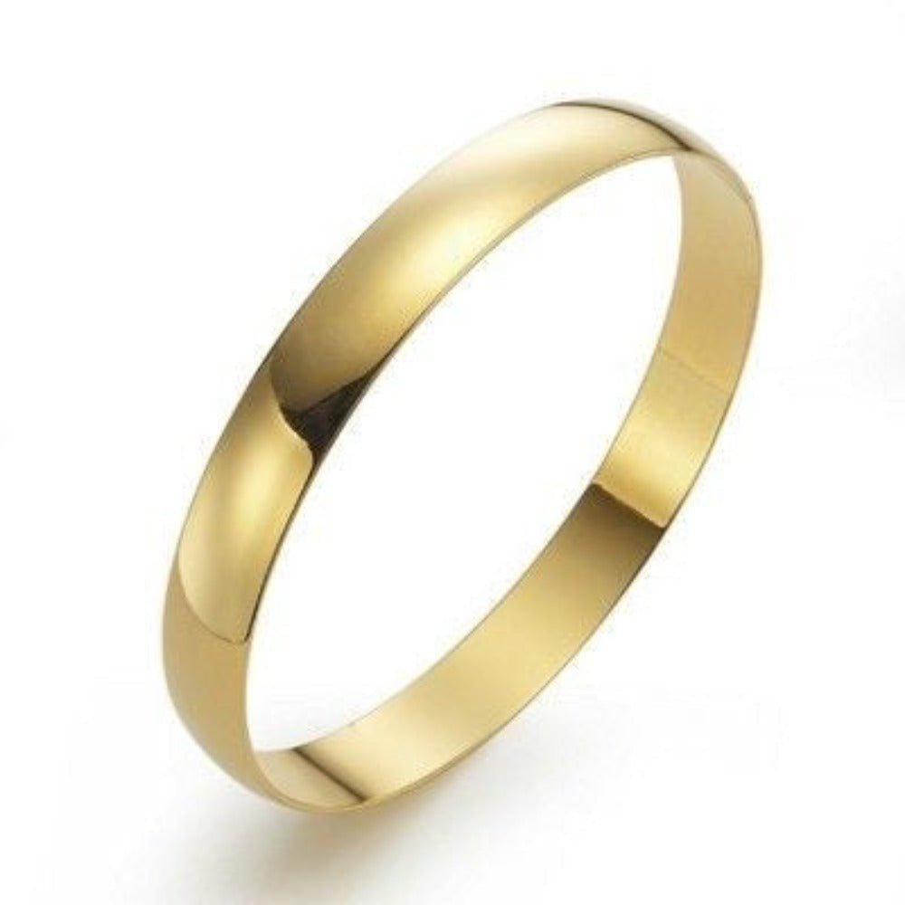 18ct Heavy Yellow Gold Plated Plain Bangle - USA Made - Brands N More