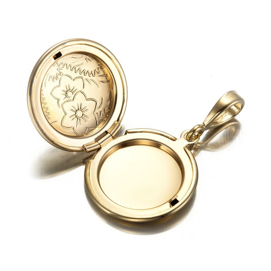18ct Heavy Yellow Gold Plated Round Locket Pendant - USA Made - Brands N More