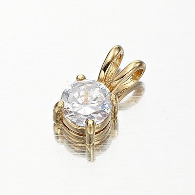 18ct Heavy Yellow Gold Plated Round Simulated Diamond Pendant - USA Made - Brands N More