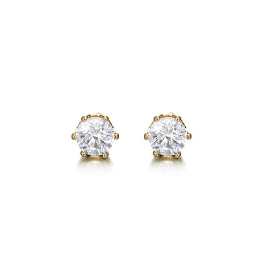18ct Heavy Yellow Gold Plated Simulated Diamond Stud Earring - Brands N More
