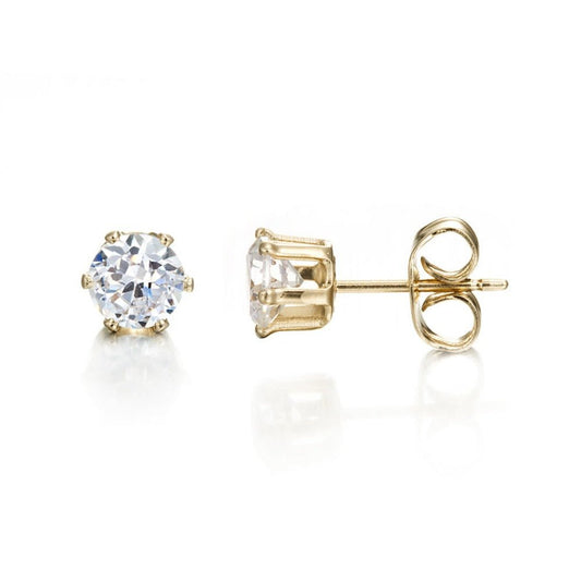 18ct Heavy Yellow Gold Plated & Simulated Diamond Stud Earring - USA Made - Brands N More