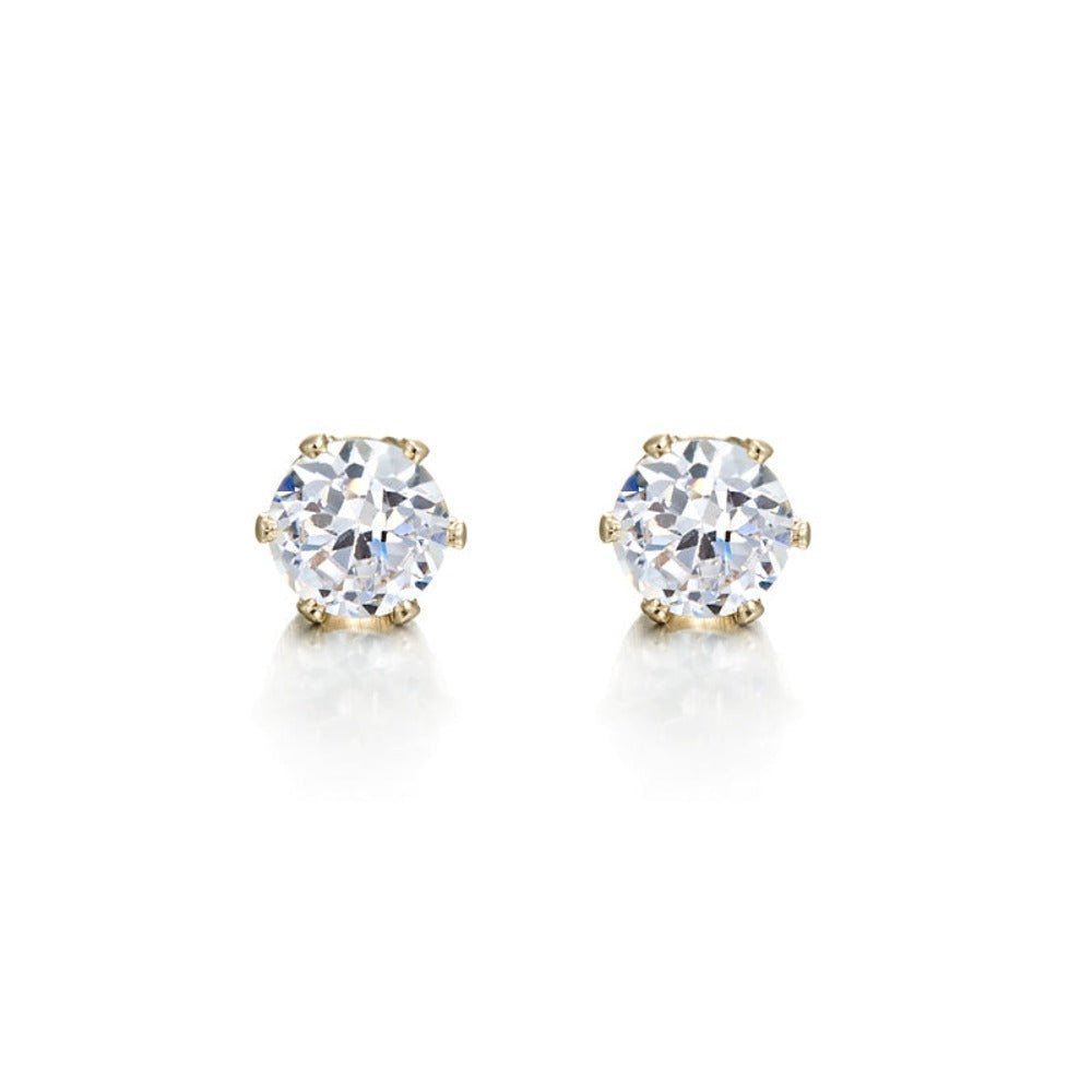18ct Heavy Yellow Gold Plated & Simulated Diamond Stud Earring - USA Made - Brands N More