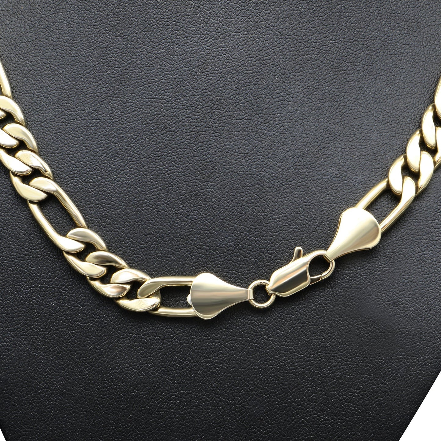 18ct Yellow Gold Plated Unisex 22 Inch Chunky Figaro Necklace - USA Made - Brands N More