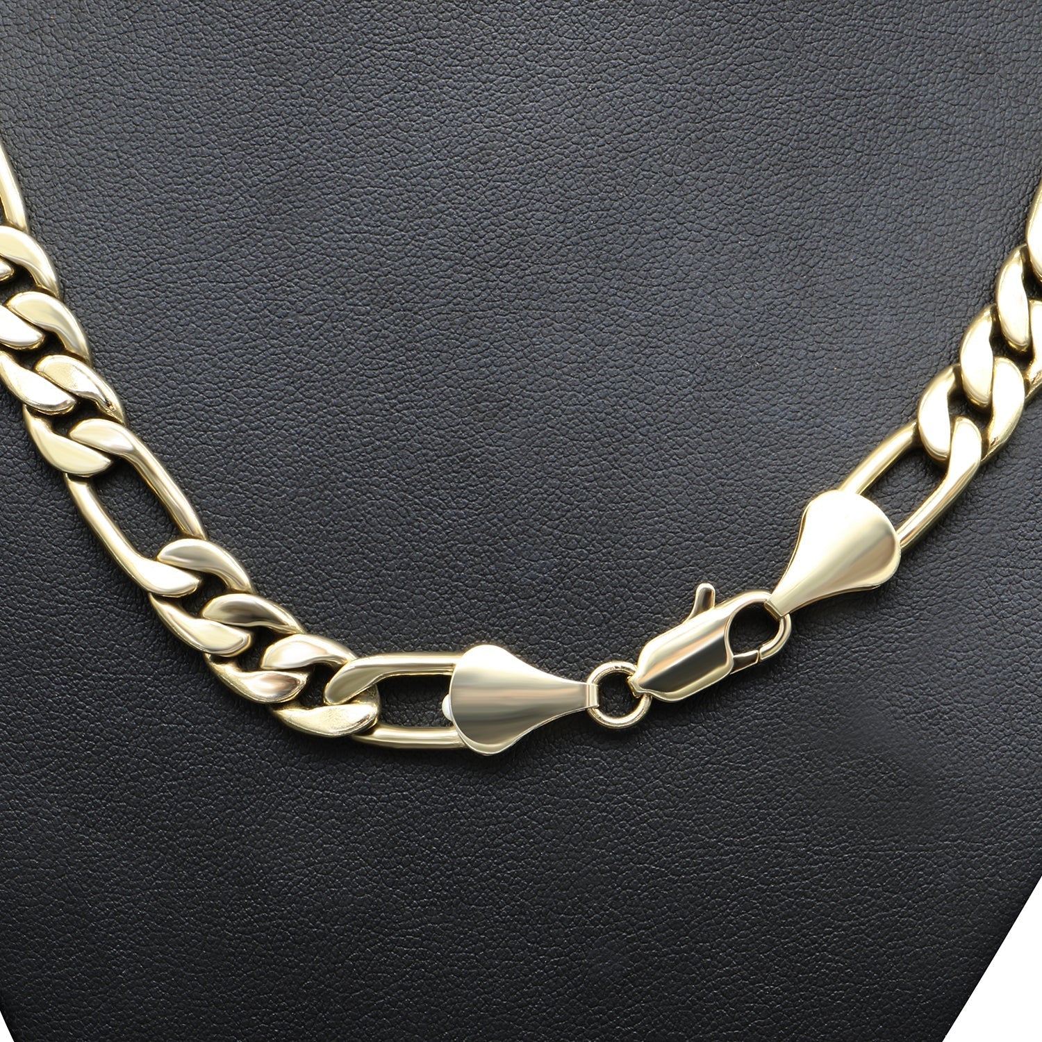 18ct Yellow Gold Plated Unisex 22 Inch Chunky Figaro Necklace - USA Made - Brands N More