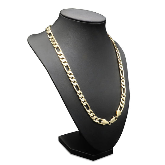 18ct Yellow Gold Plated Unisex 22 Inch Chunky Figaro Necklace - USA Made - Brands N More