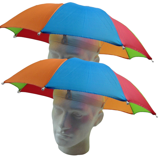 2x RAINBOW UMBRELLA HAT Rain Beach Sun Cap Costume Camping Fishing Hunting - Occasions > Costumes & Accessories
