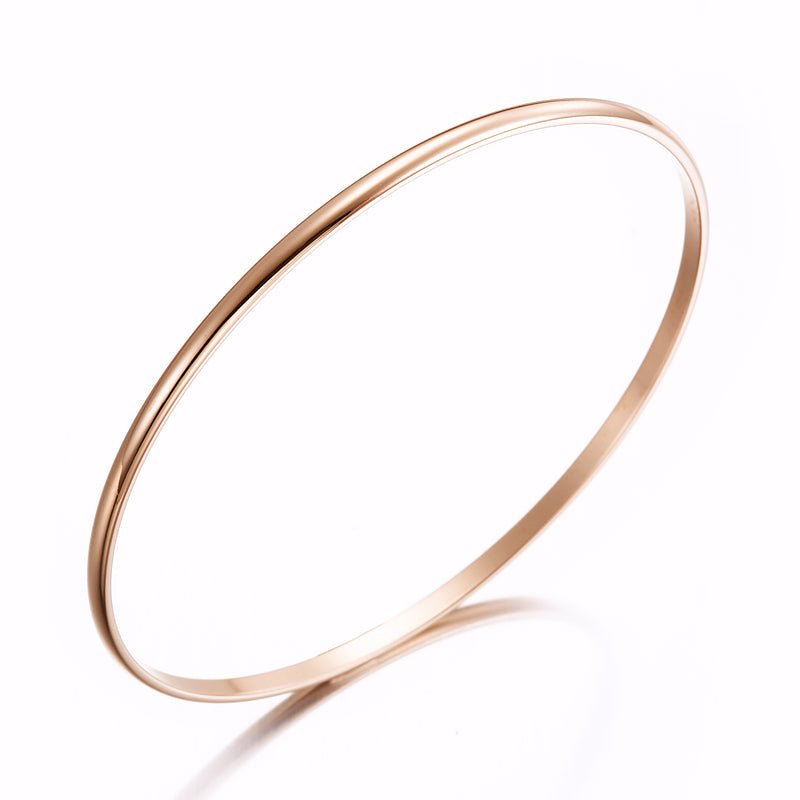 3mm Wide 18ct Heavy Rose Gold Plated Plain Bangle - USA Made - Brands N More