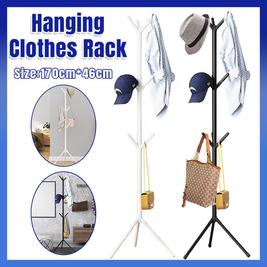 6Hooks Coat Stand Rack Clothes Hanger Hat Tree Jacket Umbrella Storage Organizer - Black - Home & Garden > Clothing