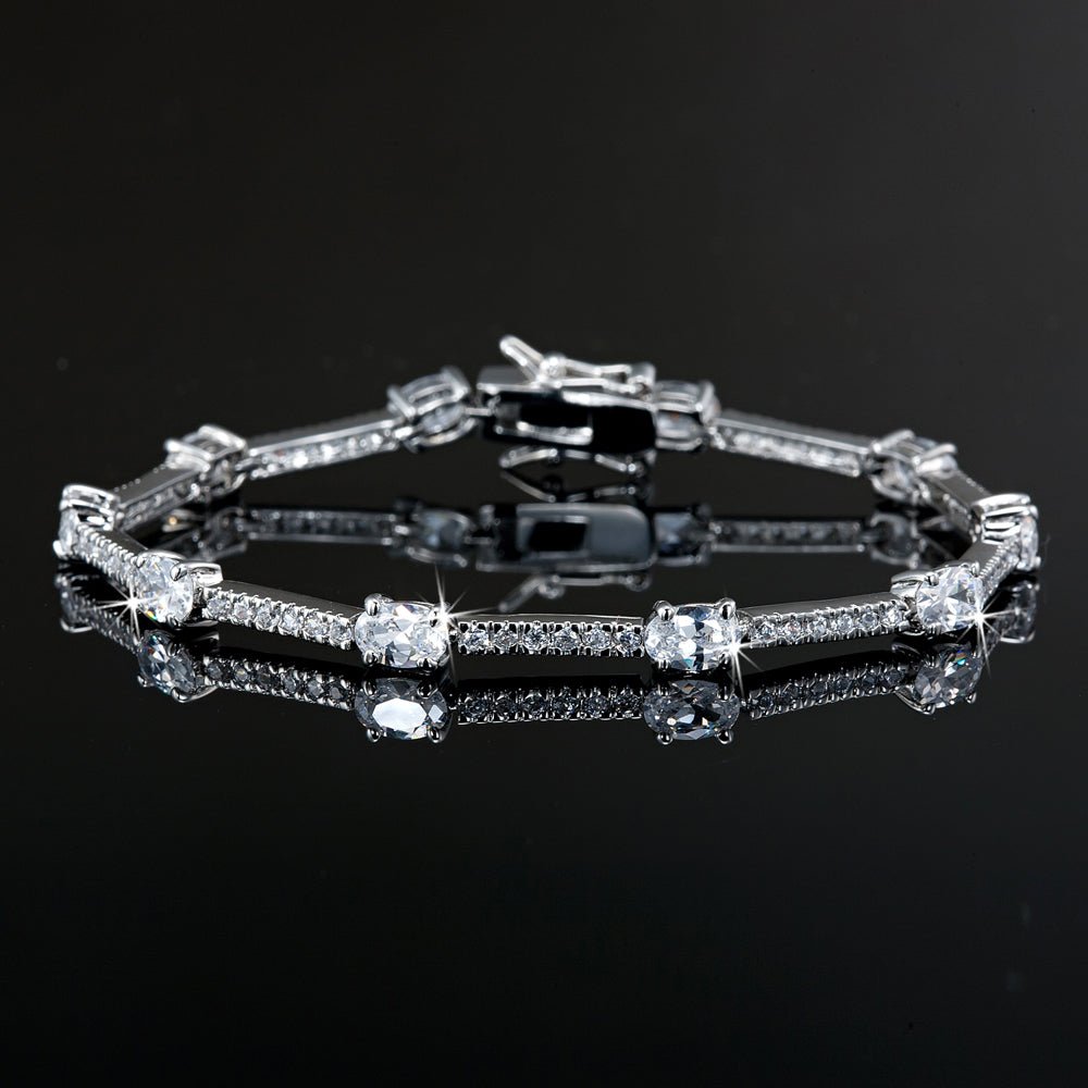 925 Sterling Silver Heavy Plated 7 Inch Bracelet Featuring 67 Crystals by Swarovski - Brands N More