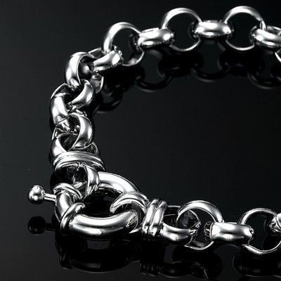925 Sterling Silver Plated 10mm Belcher Chain Bracelet with Bolt Clasp - USA Made - Brands N More