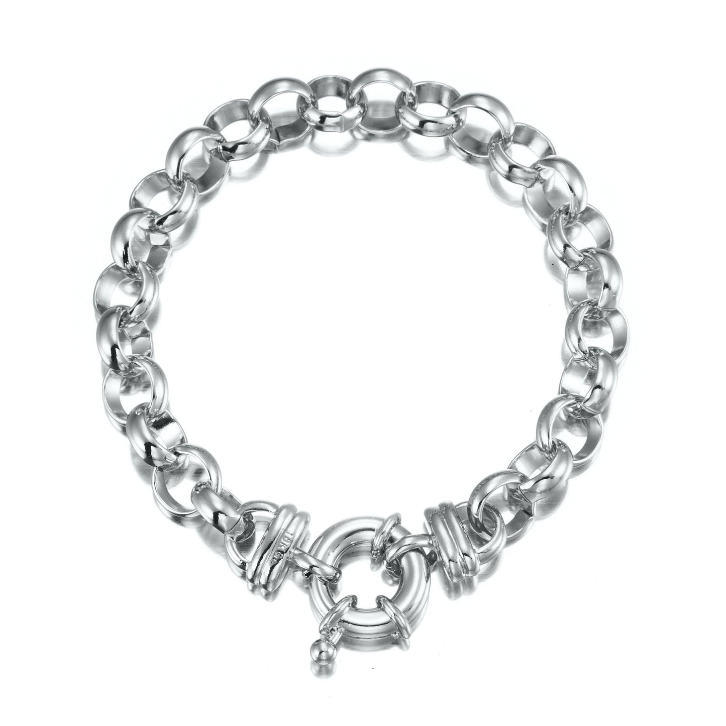 925 Sterling Silver Plated 10mm Belcher Chain Bracelet with Bolt Clasp - USA Made - Brands N More