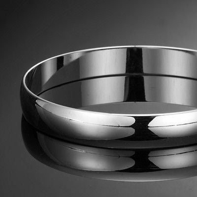 925 Sterling Silver Plated 10mm Plain Bangle - USA Made - Brands N More