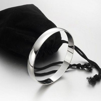 925 Sterling Silver Plated 10mm Plain Bangle - USA Made - Brands N More