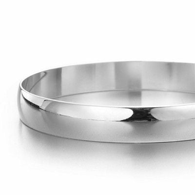 925 Sterling Silver Plated 10mm Plain Bangle - USA Made - Brands N More