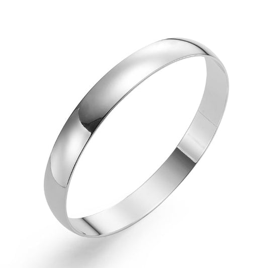 925 Sterling Silver Plated 10mm Plain Bangle - USA Made - Brands N More