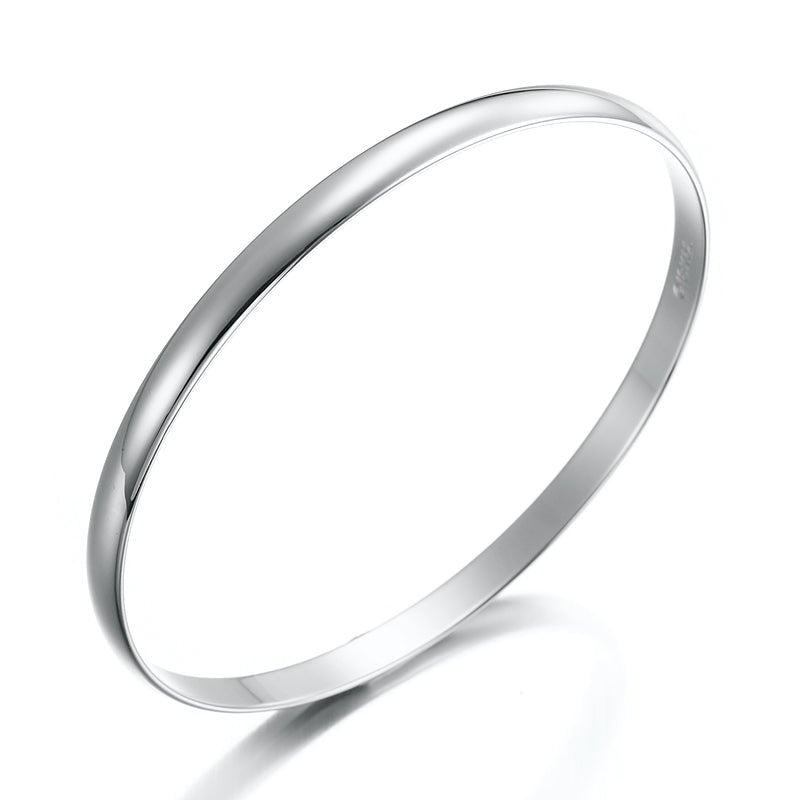 925 Sterling Silver Plated 5mm Plain Bangle - USA Made - Brands N More