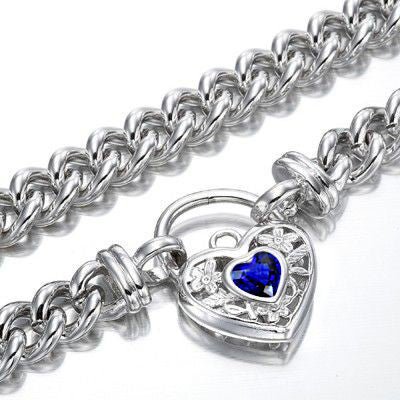925 Sterling Silver Plated 8mm Euro Chain Necklace with a Dark Blue Filigree Locket - USA Made - Brands N More