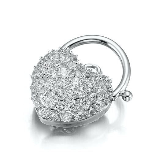 925 Sterling Silver Plated Crystal Heart Locket - USA Made - Brands N More