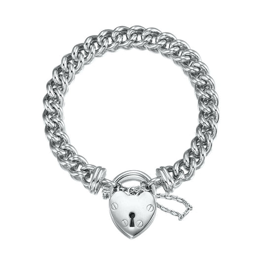925 Sterling Silver Plated Euro Chain Bracelet Featuring a Plain Locket - USA Made - Brands N More
