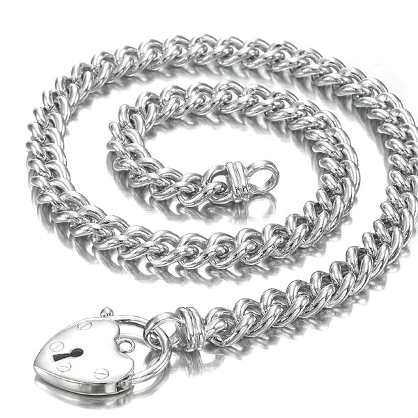925 Sterling Silver Plated Euro Chain Necklace Featuring a Plain Locket - USA Made - Brands N More