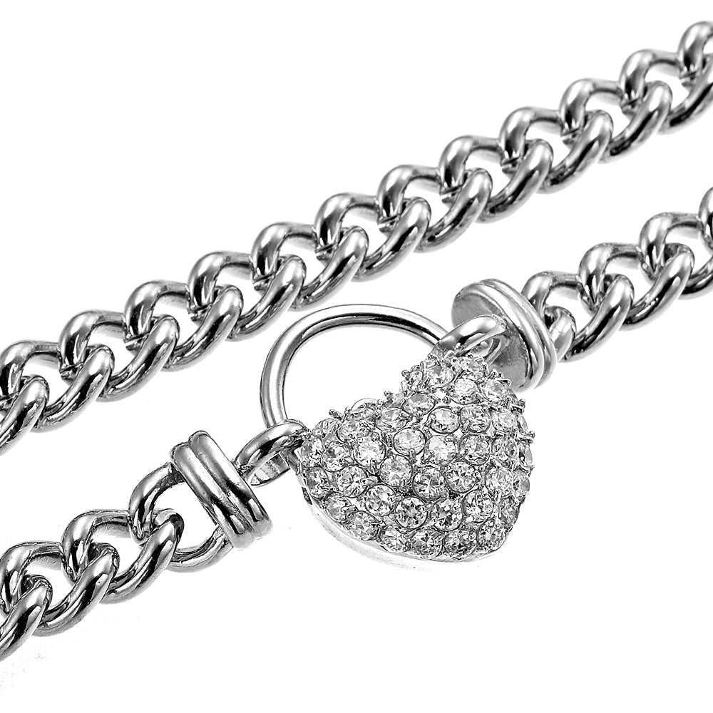 925 Sterling Silver Plated Euro Chain Necklace Featuring a Simulated Diamond Locket - USA Made - Brands N More
