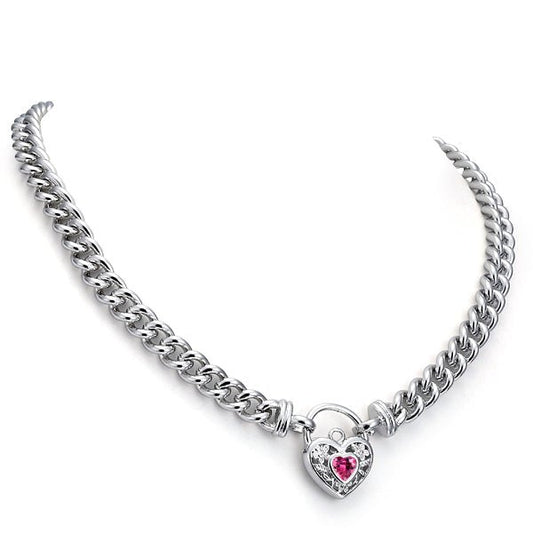 925 Sterling Silver Plated Euro Chain Necklace with a Pink Filigree Locket - USA Made - Brands N More