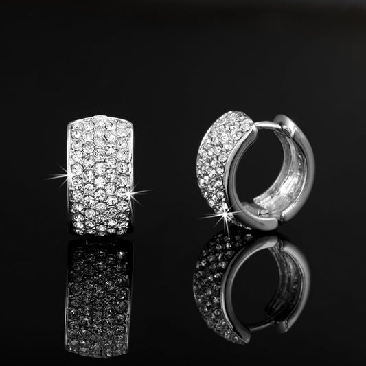 925 Sterling Silver Plated Huggie Earrings Featuring 106 Crystals by Swarovski® - Brands N More
