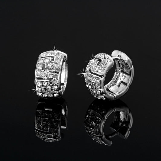 925 Sterling Silver Plated Huggie Earrings Featuring Crystals by Swarovski® - Brands N More
