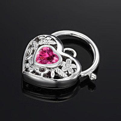 925 Sterling Silver Plated Pink Filigree Heart Locket - USA Made - Brands N More