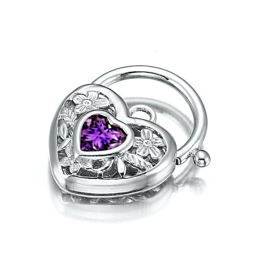 925 Sterling Silver Plated Purple Filigree Heart Locket - USA Made - Brands N More