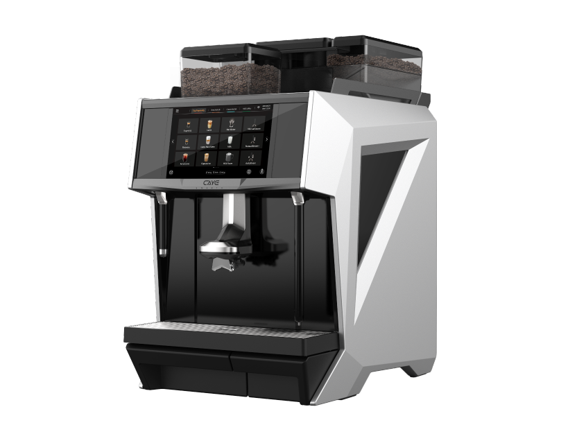 Caye Smart X Coffee machine with digital display on a dark background