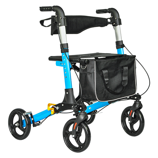 Alston 2 In 1 Foldable X-Fold Mobility Walker Rollator Chair Aid 8 Inch Wheel Max Load 136KG with Zippered Storage Bag