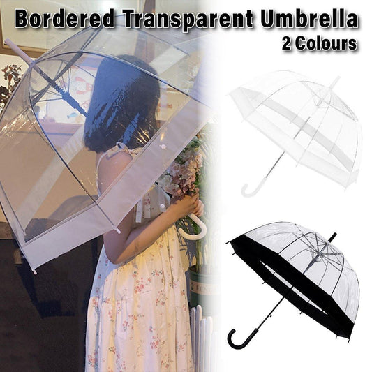 Clear Dome Umbrella Wedding Party Transparent Parasol Handle Waterproof Rain - White - Home & Garden > Shading