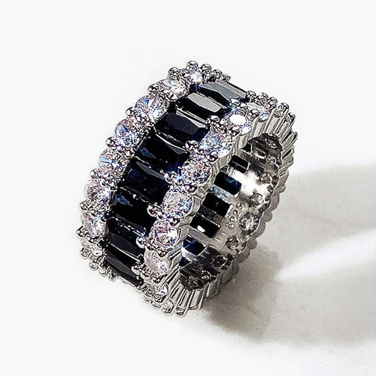 Designer Cluster Statement Simulated Diamond & Black Ring - Brands N More