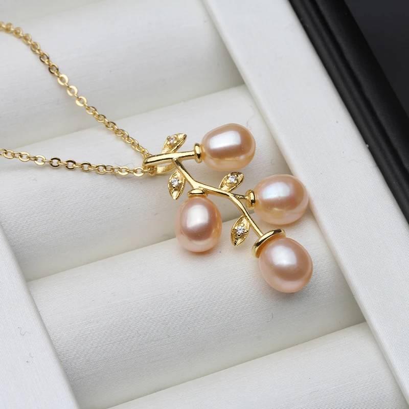Designer Freshwater Pearl Leaf Necklace in Gold - Brands N More