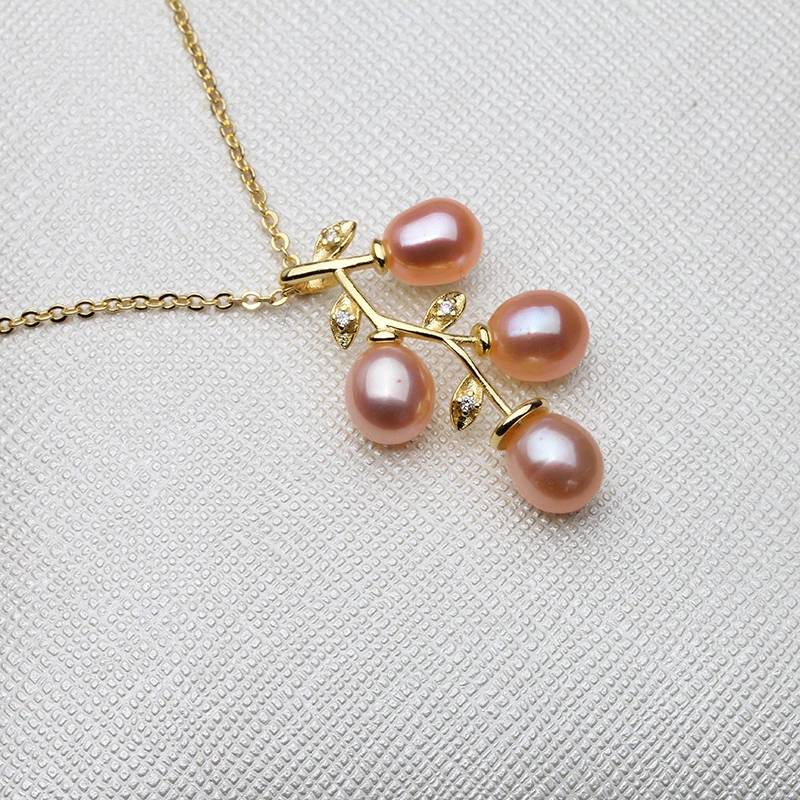 Designer Freshwater Pearl Leaf Necklace in Gold - Brands N More