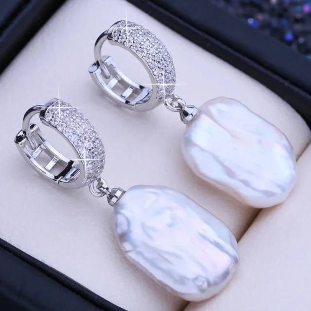 Designer Genuine Freshwater Baroque Pearl Stud Drop Earrings - Brands N More