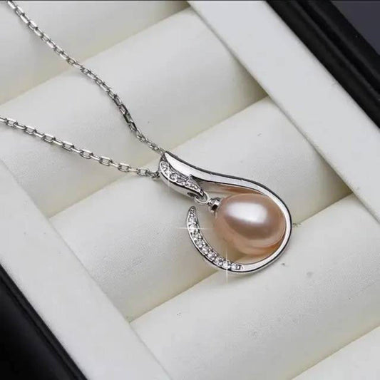 Designer Simulated Diamond and Freshwater Pearl Teardrop Necklace - Brands N More